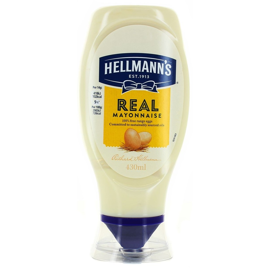HELLMANS MAYONNAISE SQUEEZY - 430ML HELLMANS MAYONNAISE SQUEEZY - 430ML