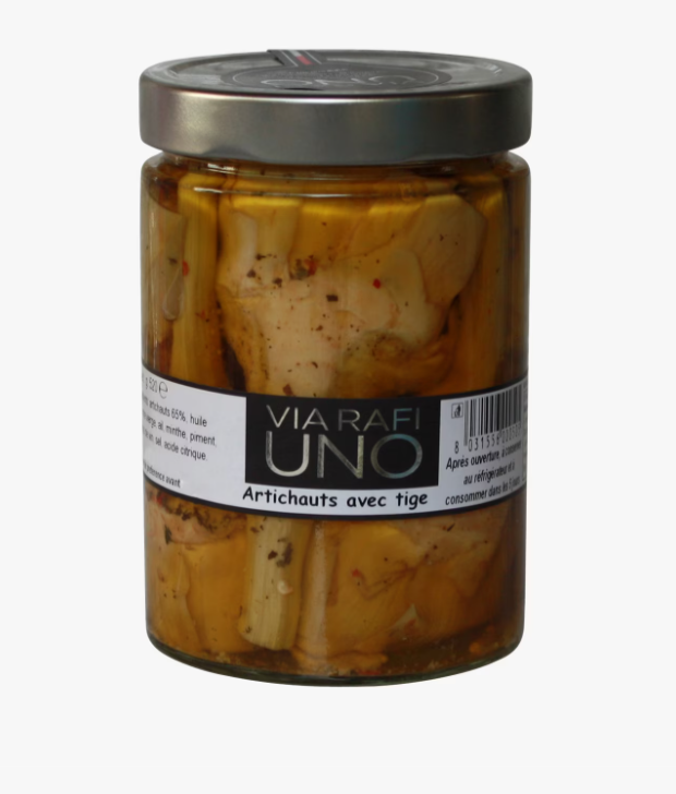 WHOLE ARTICHOKE IN OLIVE OIL - 520G ARTICHAUTS AVEC TIGE HUILE OLIVE