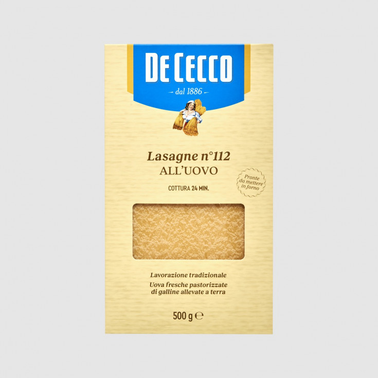 LASAGNE SHEETS "DE CECCO" - 500GR LASAGNE PLAQUES "DE CECCO" - 500GR