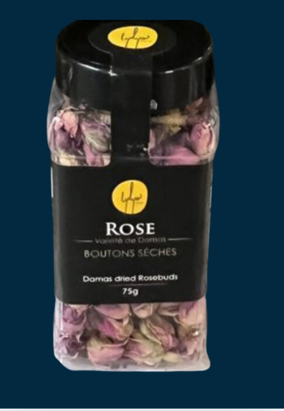 DRY ROSEBUDS DAMAS - 75GR
BOUTONS SECHES DE ROSE DAMAS - 75GR