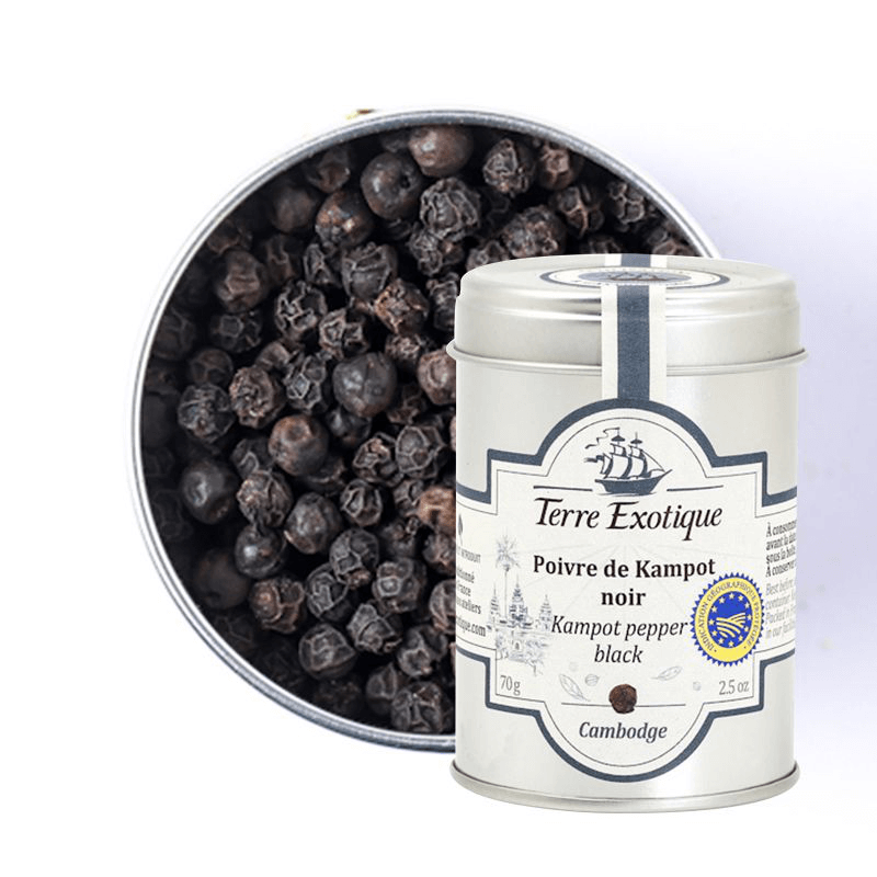 BLACK KAMPOT PEPPER CAMBODGE - 70GR POIVRE NOIR DE KAMPOT CAMBODGE-70GR