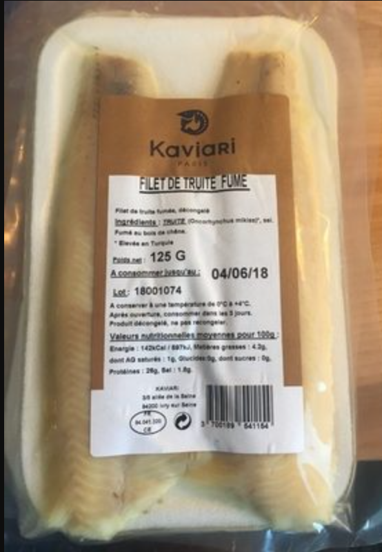 SMOKED TROUT FILLET 200GR - PC FILET DE TRUITE FUMEE KAVIARI 200GR