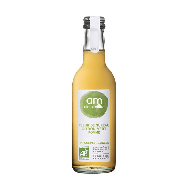ELDERFLOWER LIME APPLE JUICE ORGANIC ALAIN MILLAT - 33CL FLEUR DE SUREAU CITRON VERT POMME BIO ALAIN MILLAIT - 33CL