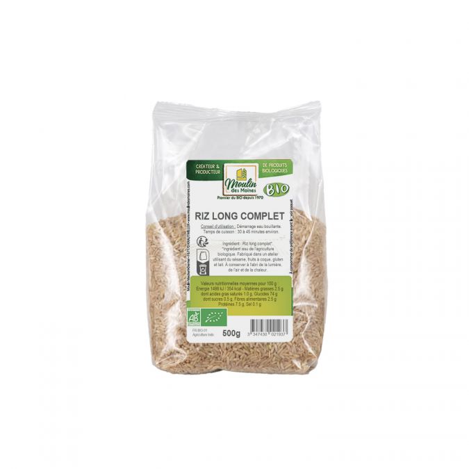 ORGANIC BROWN RICE - 500GR RIZ LONG COMPLET BIO - 500GR