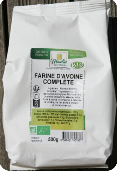 ORGANIC OAT FLOUR - 500GR FARINE AVOINE- 500GR