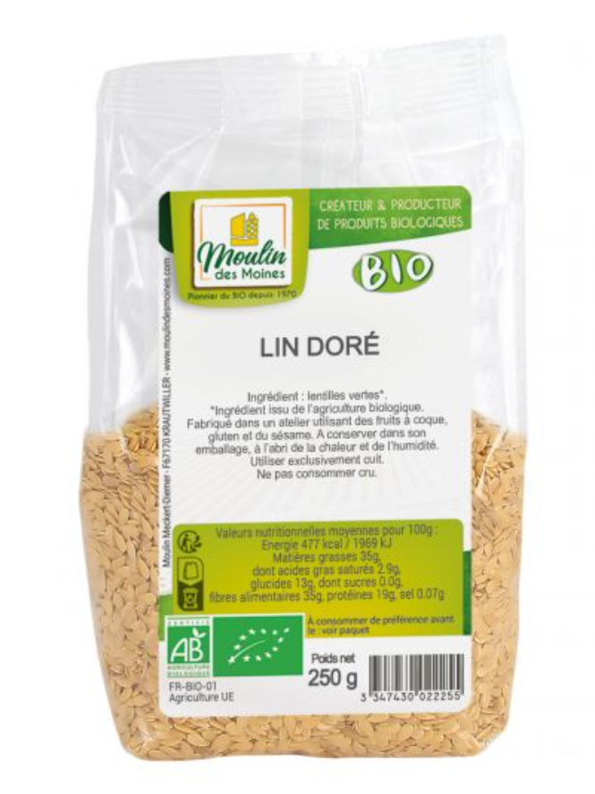FLAX SEEDS GOLD - 250GR LIN DORE GRAINES - 250GR