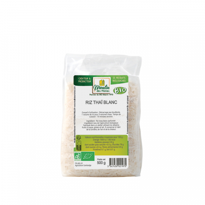 ORGANIC JASMINE RICE 500GR - RIZ THAI JASMIN BLANC BIO 500GR