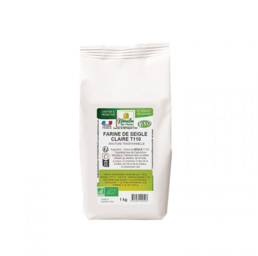 ORGANIC RYE FLOUR T110 - 1KG FARINE SEIGLE CLAIRE T110 BIO - 1KG