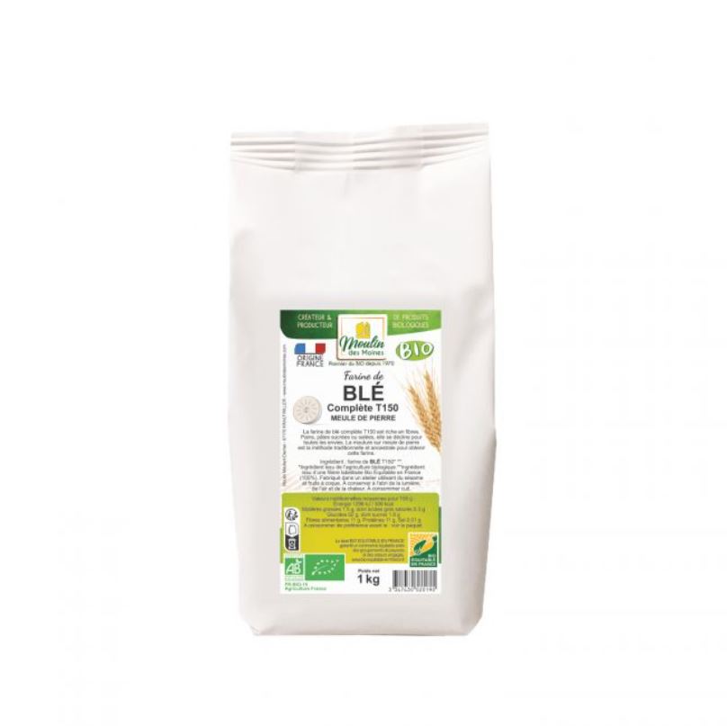 ORGANIC WHOLEMEAL FLOUR T150 - 1KG FARINE COMPLETE T150 BIO - 1KG