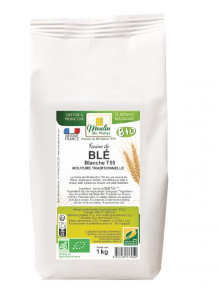 ORGANIC WHITE FLOUR T55 - 1KG FARINE BLE BLANCHE T55 BIO - 1KG
