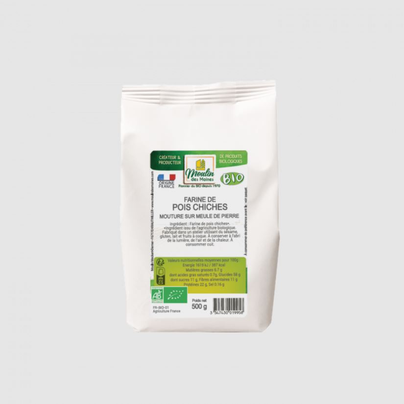 CHICKPEAS FLOUR - 500GR FARINE POIS CHICHES BIO - 500GR