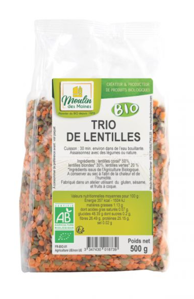 ORGANIC MIX LENTILS - 500GR TRIO DE LENTILLES BIO  - 500GR