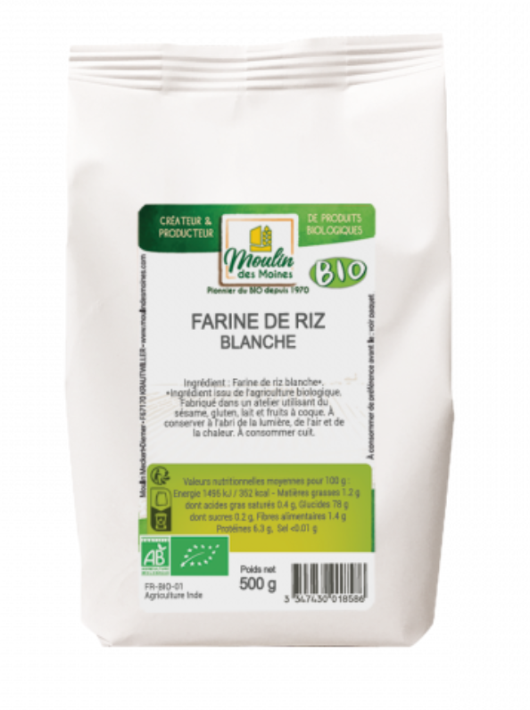 ORGANIC RICE FLOUR - 500GR FARINE RIZ BLANC BIO - 500GR