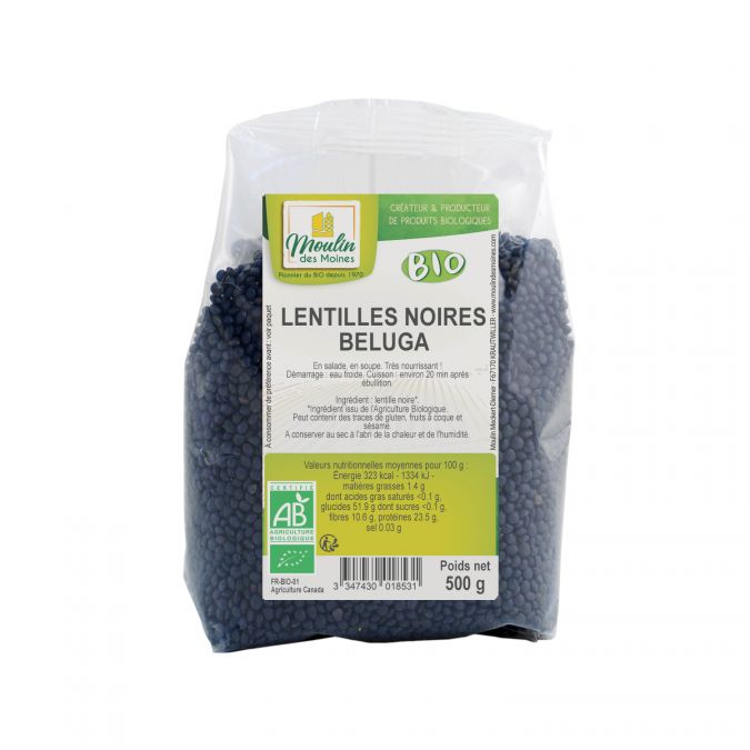 ORGANIC BELUGA BLACK LENTILS - 500G LENTILLES NOIRES BELUGA BIO - 500GR