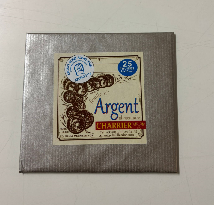 SILVER LEAF 9.5X9.5CM  - PACK OF 25 FEUILLES D'ARGENT 9.5X9.5CM - CARNET DE 25