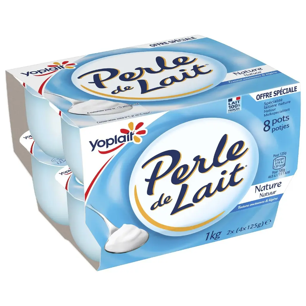 YOGHURT PLAIN PERLE DE LAIT - 125G X 8 YAOURT NATURE PERLE DE LAIT - 125G X 8