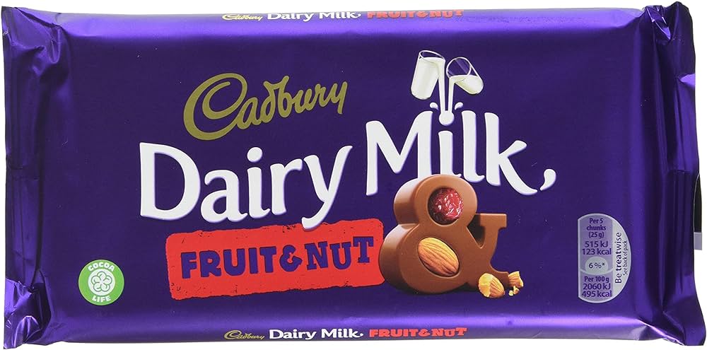 CADBURYS FRUIT NUT - 200GR CADBURYS FRUITS NOISETTE - 200GR