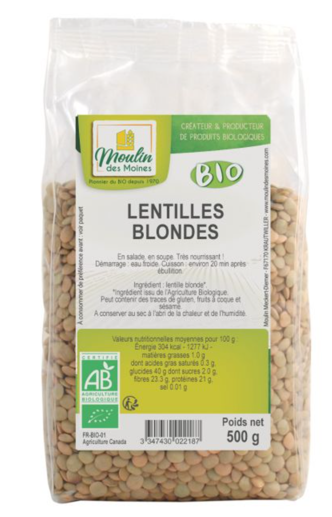 LENTILLES BLONDES 500G BIO