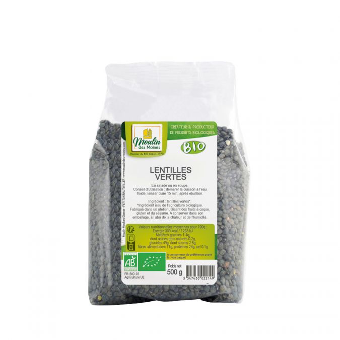 ORGANIC GREEN LENTILS 500G - LENTILLES VERTES BIO 500G