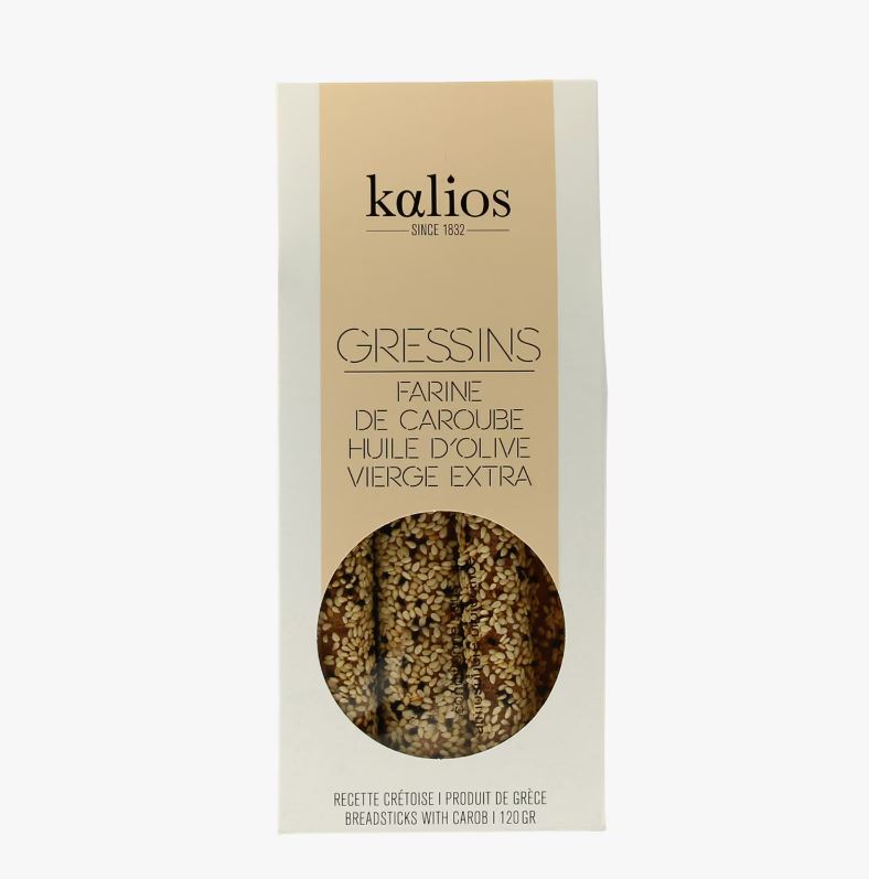 GRISSINI CAROB FLOUR OLIVE OIL- 120GR - GRESSINS FARINE DE CAROUBE HUILE OLIVE-120GR 