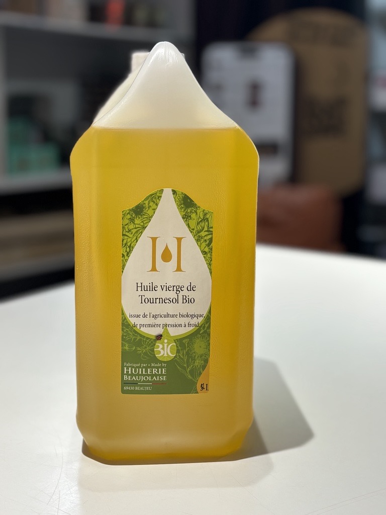 HUILE VIERGE DE TOURNESOL BIOLOGIQUE,1ERE PRESSION À FROID-5L - ORGANIC VIRGIN SUNFLOWER OIL ,1ST COLD PRESSING - 5L