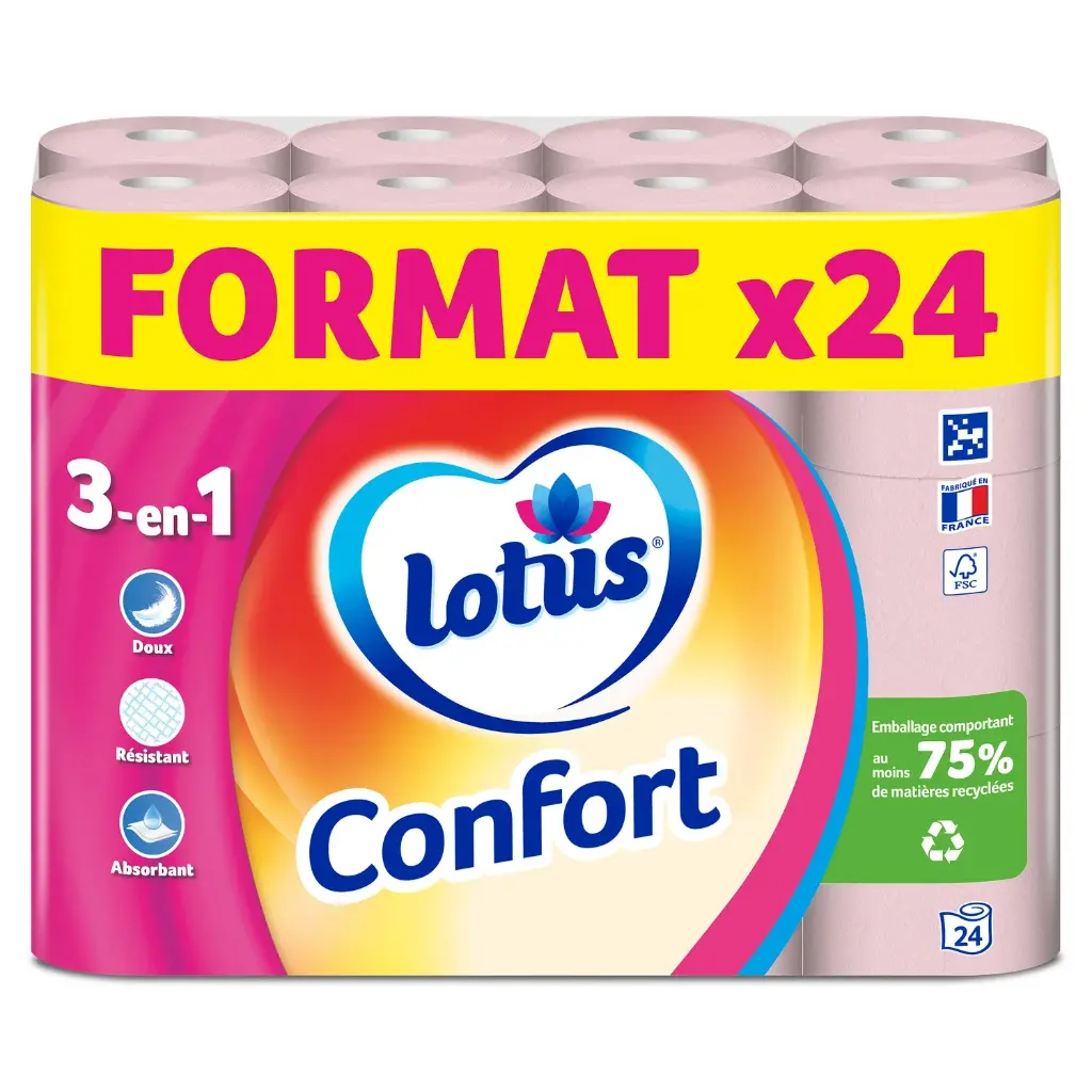 LOTUS COMFORT TOILET PAPER 1x24 -PAPIER TOILETTE CONFORT LOTUS 1x24