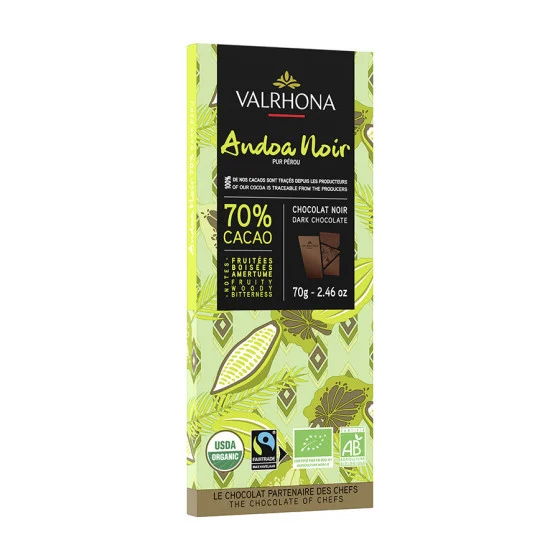 TABLETTE ANDOA NOIR BIO 70% VALRHONA 70G