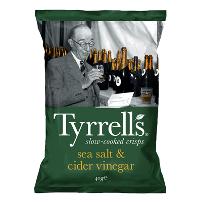TYRRELLS CHIPS AU SEL DE MER ET VINAIGRE DE CIDRE 40 G - TYRRELLS SEA SALT & CIDER VINEGAR CHIPS 40 G