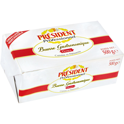 BUTTER UNSALTED PRESIDENT 500G - BEURRE DOUX PRESIDENT 500G