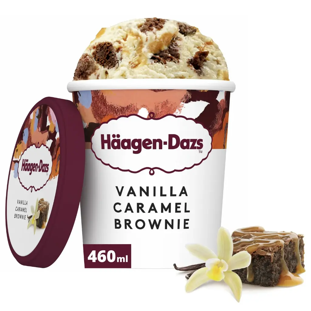 HD VANILLA CARAMEL BROWNIE-460ML HAAGEN DAZS CARAMEL BROWNIE-460ML
