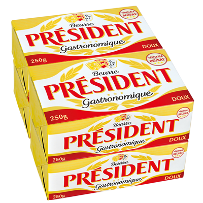 BUTTER UNSALTED PRESIDENT - 250GX4 BEURRE DOUX PRESIDENT - 250G X 4 
