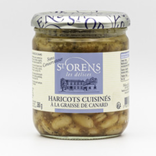 [ETOILE021] COOKED BEANS IN DUCK FAT HARICOTS CUISINES GRAISSE CANARD