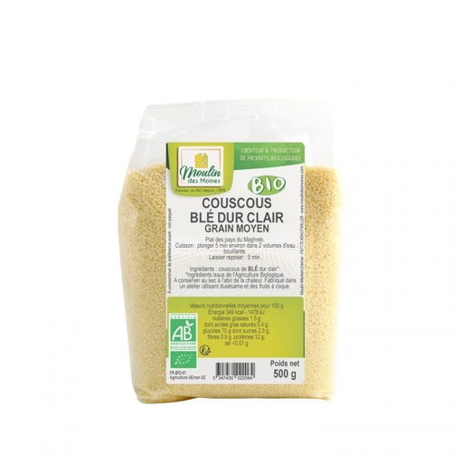 [ORGANIC021] ORGANIC COUSCOUS MEDIUM - 500GR COUSCOUS MOYEN BIO - 500GR