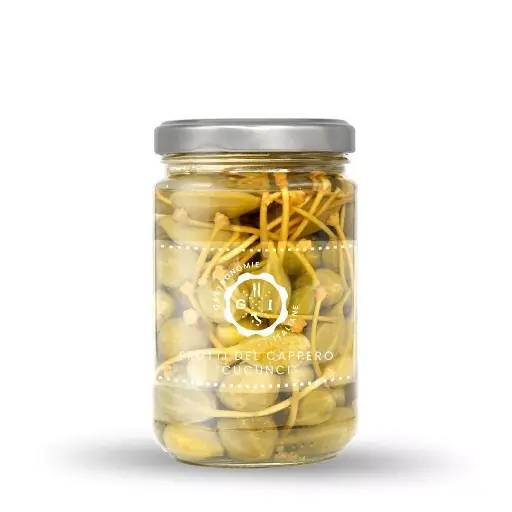 [ITALIA164] CAPERBERRIES CUCUNCI : CAPER FRUITS WITH STEM-314ML-CAPRES AVEC TIGES-314ML