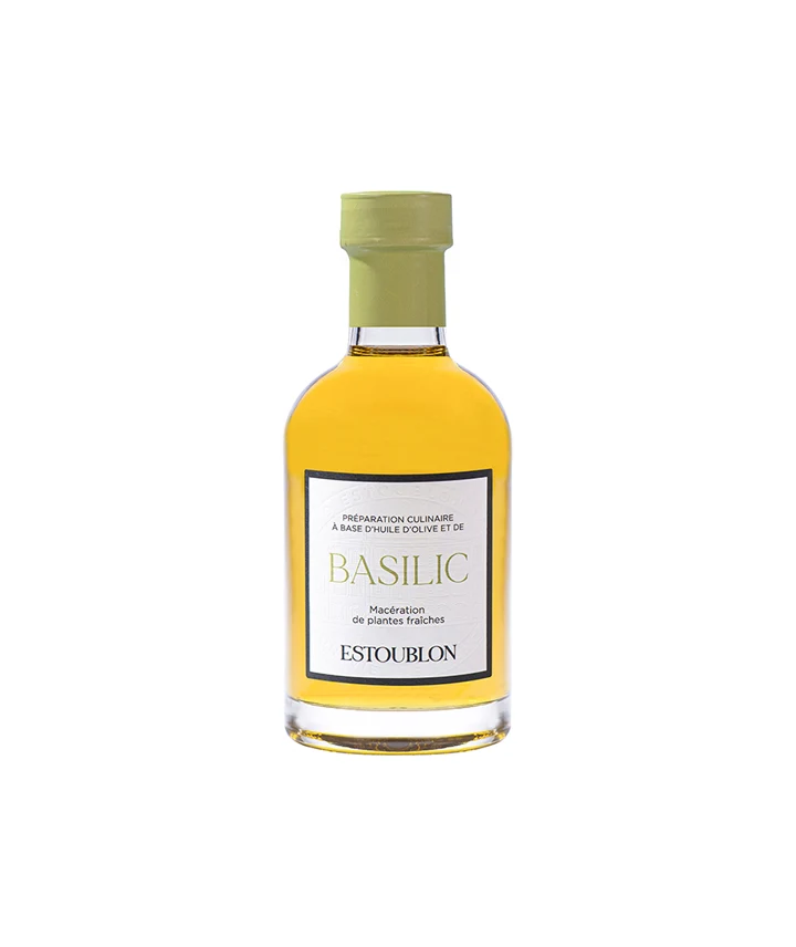 [ESTOUBLON21] HUILES D’OLIVE AROMATISÉES AU BASILIC-20CL-BASIL FLAVOURED OLIVE OILS-20CL