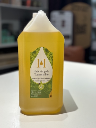 [OIL53] HUILE VIERGE DE TOURNESOL BIOLOGIQUE,1ERE PRESSION À FROID-5L - ORGANIC VIRGIN SUNFLOWER OIL ,1ST COLD PRESSING - 5L